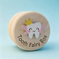Boîte à dents de la Fée des Dents pour filles, boîte en bois avec dents 3D, pour ranger les dents perdues, souvenir, boîte de rangement pour dents de lait, cadeau