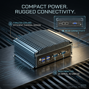 Mini PC sin Ventilador con Encendido Automático LN1010, CPU Opcional, RAM y SSD Personalizables, Dispositivo IoT de Aluminio, Windows/<span class=keywords><strong>Linux</strong></span>, 2x LAN, 2x COM, Carcasa Extruida - Product Image 1