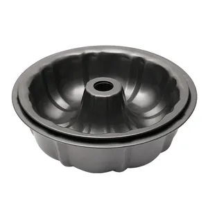 2pcs heavy duty nonstick carbon steel bakeware fluted tube cake pan, bundt cake baking pan mold, for Buntelet, Bavarois, Brownie