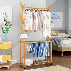 Hai lớp quần áo nặng treo sàn lưu trữ quần áo giá với bánh xe - Product Image 6