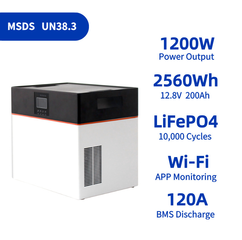 Pure Sine Wave <strong>1200W</strong> Inverter Output 2560Wh LiFePO4 UPS Backup Power MPPT <strong>Solar</strong> <strong>Generator</strong> Energy Storage Power Station