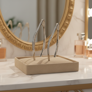 Classic Style Sterling Silver Fine Jewelry Sets Artistic Bangles and Bracelets with Flowing Edges and Dazzling Natural <b>Crystal</b> - Product Image 2