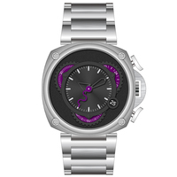 Personnalisez votre propre montre chronographe carrée pour homme avec logo de marque, design spécial, boîtier et bracelet entièrement en acier inoxydable 316L, mouvement japonais, 10 BAR WR 5350M