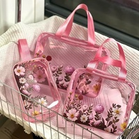 Étui à crayons personnalisé en PVC transparent avec motif de dessin animé, sac de rangement cosmétique avec fermeture éclair