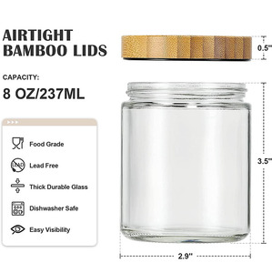 Barattolo in Vetro di Alta Qualità da 8 oz per Candele con Coperchio in Bambù e Tappo a Vite, Supporta Confezione Personalizzata - Product Image 2