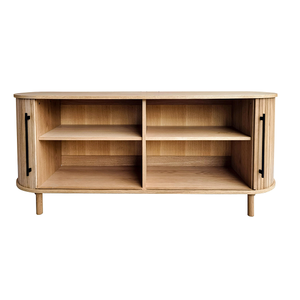 Buffet en bois artisanal élégant avec portes sculptées ornées et un grand espace de rangement pour la salle à manger - Product Image 5