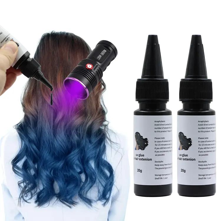 Wholesale No Trace UV Hair Extension Glue UV Lamp Fast Drying Waterproof UV Glue