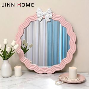 Miroir <span class=keywords><strong>rond</strong></span> en plastique de style Art déco avec motif ondulé et fonctionnalité personnalisée pour la décoration murale du salon à la maison - Product Image 6