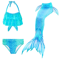 Ensemble de 3 pièces pour enfants : Robe de bain sirène, bikini de plage et queue de sirène élégante