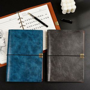 Custom Logo Printing 6 <b>Ring</b> Planner <b>Binder</b> PU Leather Loose Leaf Notebook with Elastic Cord - Product Image 5