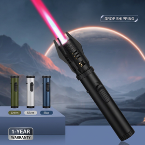 K39 Scepter <b>Windproof</b> Refillable Butane Fuel Torch <b>Lighter</b> Camping Outdoor BBQ Use Metal Body Safety Lock - Product Image 1