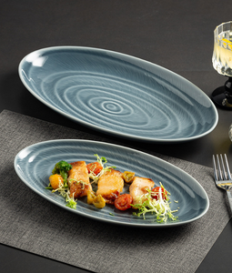 Plato Ovalado de Cerámica Texturizada <span class=keywords><strong>con</strong></span> Acabado Glaseado Vintage para Servir Carne Asada, Ensaladas y Comida Diaria en el Hogar y Hotel, Ideal para Arreglos de Mesa - Product Image 5