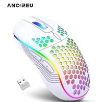 Ratón Inalámbrico Profesional para Juegos, 2400DPI, Recargable, RGB, con Diseño de Panal de Abeja