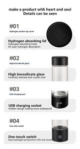 हाइड्रो इलेक्ट्रोलिसिस टेक्नोल 500ppb बोतल पाइप शुद्ध 1200pb हाइड्रोजन-समृद्ध जोड़ी अधिकतम alyhy आणविक हाइड्रोजन ग्लास पानी की बोतल - Product Image 5