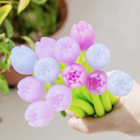 Stylo Gel en Silicone en Forme de Fleur de Tulipe à Couleurs Changeantes, Papeterie Créative et Mignonne, Fournitures Scolaires, Stylo en Forme de Fleur de Dessin Animé