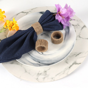 Porte-serviettes créatifs simples faits à la main nouveaux anneaux <span class=keywords><strong>de</strong></span> <span class=keywords><strong>serviette</strong></span> tissés en corde <span class=keywords><strong>de</strong></span> chanvre pour les fêtes en <span class=keywords><strong>bois</strong></span> <span class=keywords><strong>de</strong></span> bambou <span class=keywords><strong>de</strong></span> salle à manger occidentale d'hôtel stockés - Product Image 2