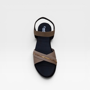 Women Beige Wedge Sandals Stylish Elastic Cross Strap Slip On Comfortable Casual Fashion Lightweight Anti Slip Sole Summer - Product Image 2