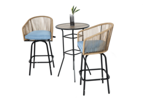 Hot Selling Modern Set of <strong>2</strong> Rattan Swivel <strong>Bar</strong> <strong>Stools</strong> with 360 Rotation for Outdoor Use Made in China - Product Image 5