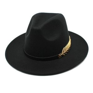 Chapeau Fedora Classique Élégant en Feutre pour Homme, Style Britannique Vintage, à Large Bord Plat, avec Chaîne, pour Femme et Homme, Vente en Gros - Product Image 2