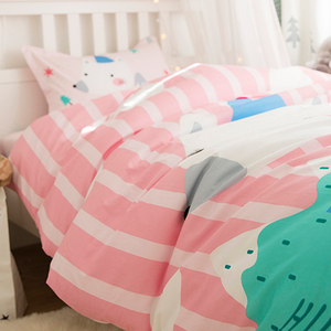 Juego de Ropa de Cama Infantil de Punto 100% Algodón, Tres Piezas, Manta para Siesta, Funda de Edredón, Diseño de Animales de Dibujos Animados, para Todas las Estaciones, Habitación Infantil - Product Image 2