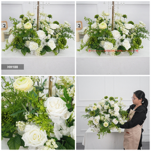 Arreglo de Flores y Plantas Artificiales de Peonía Rosa, 50 cm, Serie Blanca y Verde, Guirnalda de Flores Artificiales para Decoración de Bodas - Product Image 3