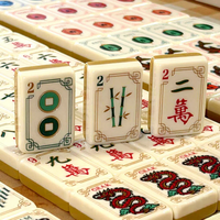 Ubin Mahjong Tema Cina Mewah Warna Kuning Muda Berlapis Ganda 2 Lapisan Ubin Mahjong Amerika dengan Alas Mingguan untuk Klub Mah Jong