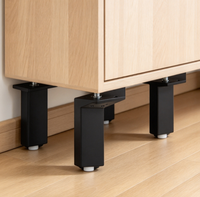 Pied de meuble réglable noir en forme de L, support robuste avec patin de nivellement pour meuble-lavabo et armoire de salle de bain