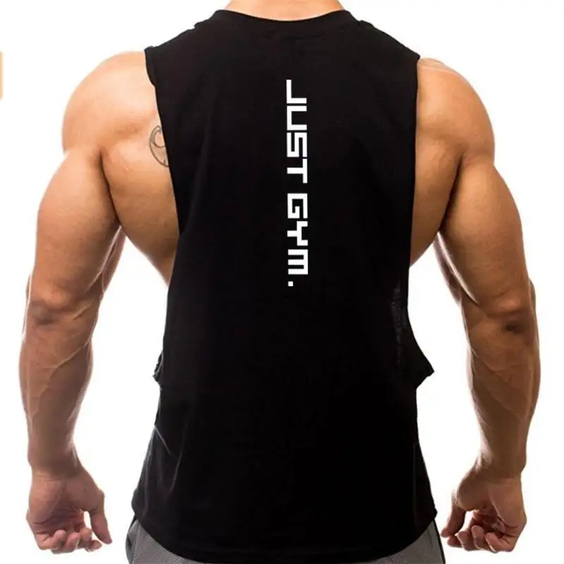 Sıcak 2024 yeni özel logo pamuk kas atletik gömlek kolsuz Fitness giysileri egzersiz erkekler için spor salonu için üst giyim