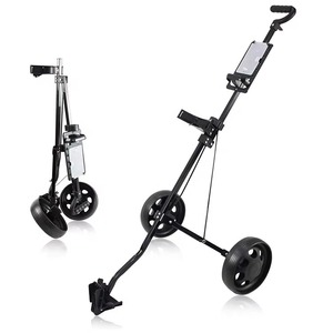 MATRIX T019 Factory Wholesale Very Popular Manual <b>Foldable</b> Iron Frame Golf Push <b>Cart</b> New Black Lightweight 2 Wheels - Product Image 1