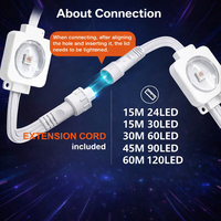 Sistema de Iluminación LED Dinámico RGBIC SMD5249 para Exteriores, DC24V, Permanente, IP67 Impermeable, Control por Aplicación, Iluminación de Puntos de Píxeles para Aleros y Techos