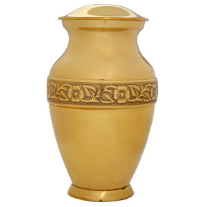 Hot selling Cremation Supplies High Polished with Nice Hand Engraving Urns Funeral Supplies Brass Cremation Urns - Product Image 1