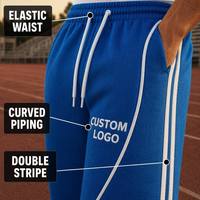 Pantalon de jogging athlétique bleu roi personnalisé pour homme, coupe large, double bande, passepoil incurvé, cordon élastique, style rétro sport