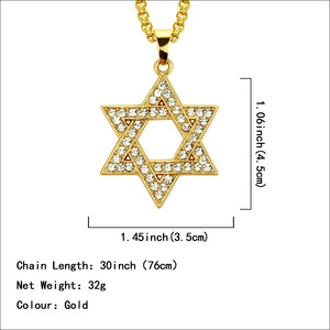 สร้อยคอจี้รูปดาวหกแฉกชุบทอง/เงิน สไตล์ฮิปฮอปสุดฮิต ปี 2026 ดีไซน์ยอดนิยมสำหรับผู้ชาย เครื่องประดับแฟชั่น - Product Image 3