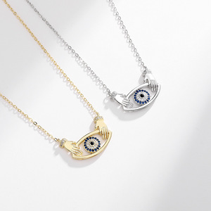 Alta Qualidade Moda Moda Feminina Colar de Cobre Pingente Olho Azul Charme-Devils <span class=keywords><strong>Hamsa</strong></span> <span class=keywords><strong>Evil</strong></span> <span class=keywords><strong>Eye</strong></span> Charme Jóias - Product Image 3