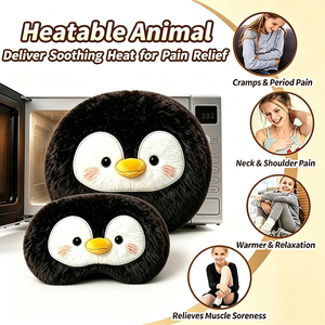 Peluche de pingüino con peso para microondas, almohadilla térmica con aroma a lavanda, bolsa de trigo, paquete de <span class=keywords><strong>calor</strong></span>, máscara de ojos para dormir, caja de regalo - Product Image 3