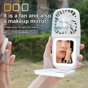 New Product <b>Mirror</b> LED <b>Small</b> FAN Portable Wearable Fans Mini 3 in 1 Portable Fan Rechargeable for Make up Outdoor Easy Carry - Product Image 5
