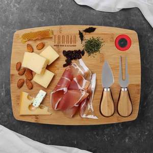 Bandeja de servicio caliente Tabla de cortar queso de bambú con herramientas de vino Tabla de cortar de madera con cuchillo para queso - Product Image 6