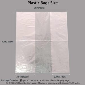 20 Pcs 30x40 Inch Clear <b>Plastic</b> <b>Storage</b> <b>Bags</b> With Gusset For Bedding Toys Craft Food Office Supplies - Product Image 2