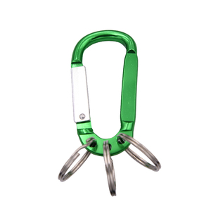 The New Design Keychain 7.5 CM Aluminum Carabiner with Three Keyrings and Flat Side As Promotional Product