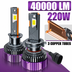 หลอดไฟ LED P9Q 220W 40000LM แบบสามท่อทองแดง ชิป CSP 3570 รุ่น H1 H3 H4 H7 H11 880 9005 9006 9012 สำหรับไฟหน้ารถยนต์ - Product Image 1
