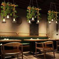 Suspension américaine rétro country restaurant bar plante feuille verte en bois