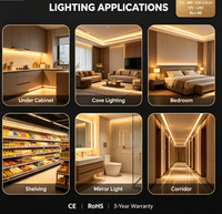 Barres lumineuses LED COB 320 rouleaux à rouleaux 12V/24V, ultra lumineuses, CRI élevé, bande souple flexible, Plug & Play, dimmables, 5m de long, pour éclairage d'ambiance intérieur