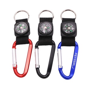 Factory Wholesale Promotional Different Sizes Webbing Lanyard Keychain Strap Compass Carabiner Keychain