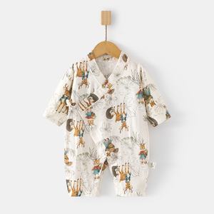 Mono de gasa de verano de marca ODM, 100% algodón de manga larga, Bonito traje de gateo de una pieza para recién nacidos, <span class=keywords><strong>bata</strong></span> para bebés de <span class=keywords><strong>18</strong></span> <span class=keywords><strong>meses</strong></span> - Product Image 2