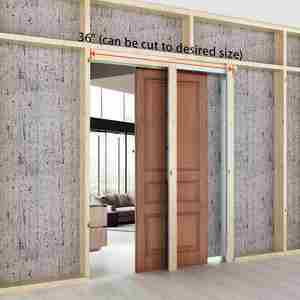 Kits de cadres de portes coulissantes invisibles WEKIS en aluminium avec rails à fermeture/ouverture douce, montants en bois recouverts d'acier pour extérieur/intérieur/chambre – Installation facile - Product Image 3