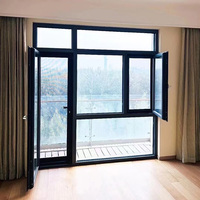 Ventanas Personalizadas de Estilo Moderno, Abatibles Francesas, Doble Acristalamiento, Apertura Horizontal, Vidrio Templado |   Venta al por Mayor para Uso en Sala de Estar