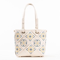 Sac shopper surdimensionné Broderie botanique Fibre superfine Cuir PU