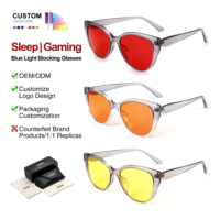 Lunettes de sommeil œil-de-chat de luxe avec filtre anti-lumière bleue, verres rouge, orange, jaune, anti-reflets pour écran, pour femmes, OEM ODM, vente en gros