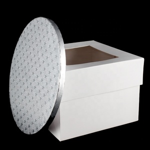 High Quality Custom Square White Cake <b>Box</b> with Separate Lid Embossed High Glossy Lamination Packaging - Product Image 2