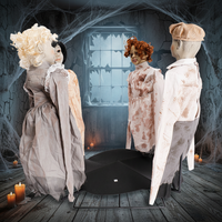 Décoration d'Halloween animatronique rotative effrayante pour enfant, accessoire de maison hantée activé par le mouvement pour jardin